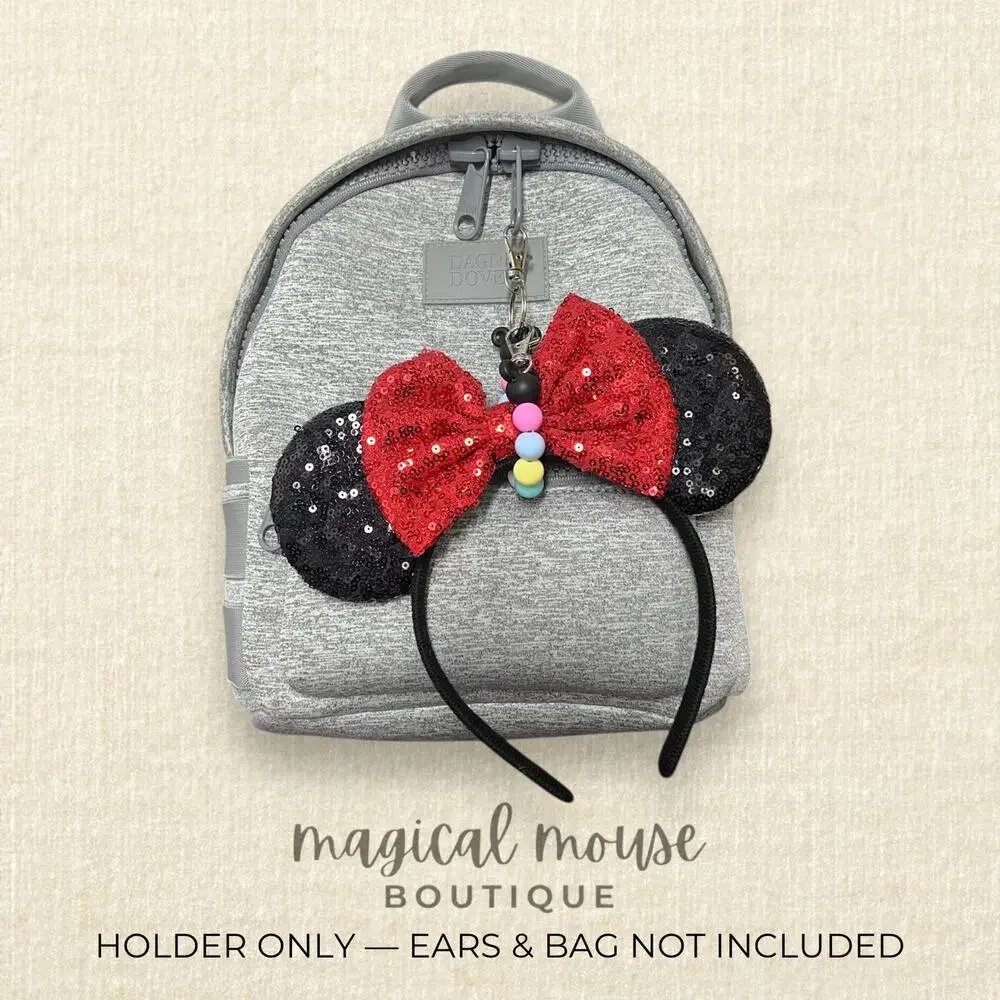 Pastel Rainbow Mouse Ear Holder | Minnie Ear Holder | Disney Park Bag Clip